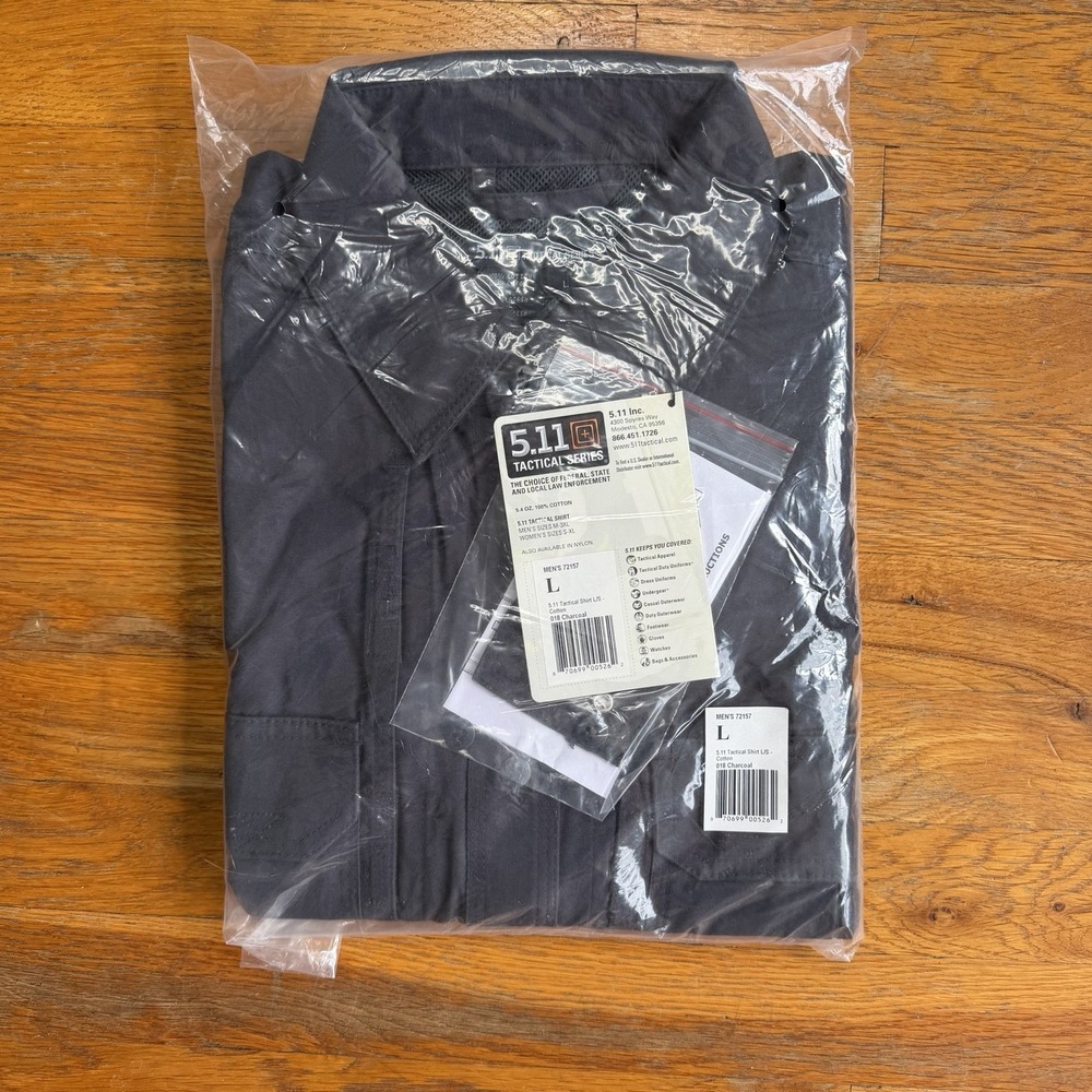 5.11 Tactical Mens Shirt 72157 L/S Button Up Charcoal Gray Sz Large NWT